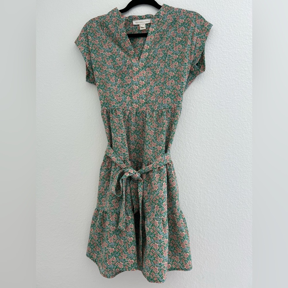Floral Green Cap Sleeve Dress